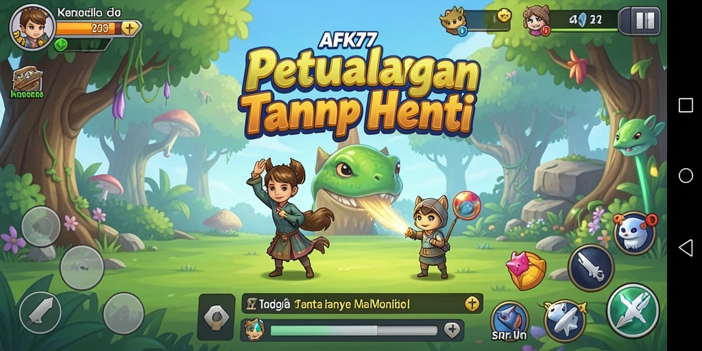 Tampilan gameplay menawan dari AFK77 dengan karakter yang beraksi.