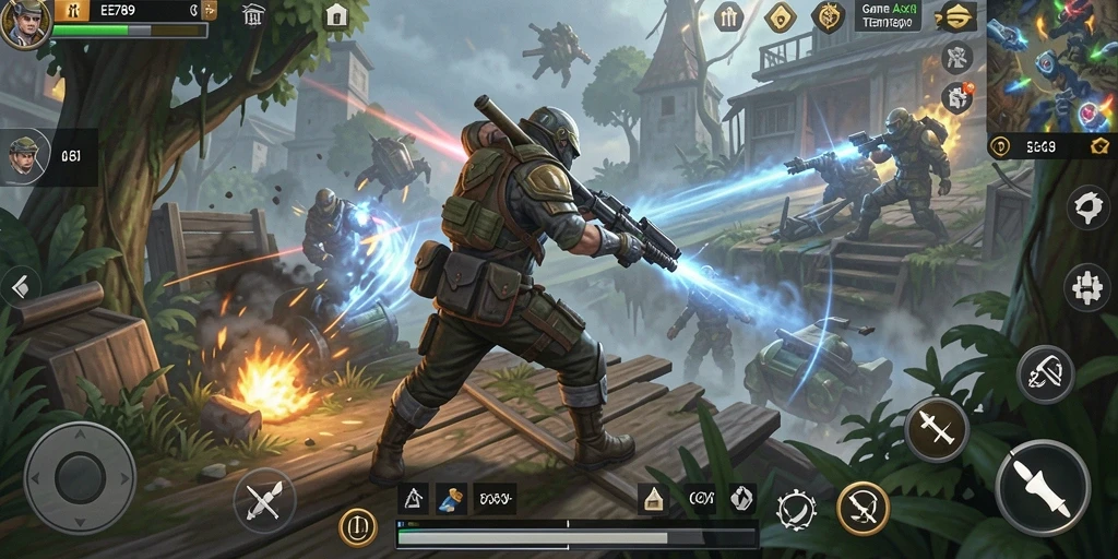 Tampilan gameplay <strong>EE789</strong> yang seru dan penuh aksi dari perspektif TPS.