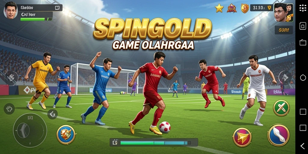 Tangkapan layar SPINGOLD menampilkan gameplay yang seru dan interaktif dalam pertandingan olahraga.